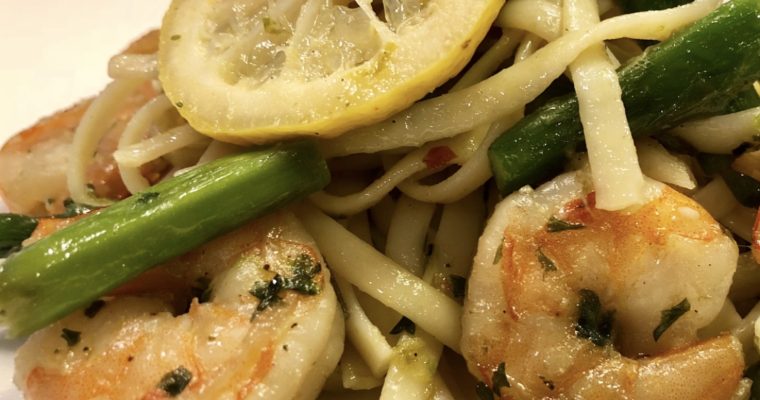Linguine Shrimp Pasta with Asparagus and Lemon
